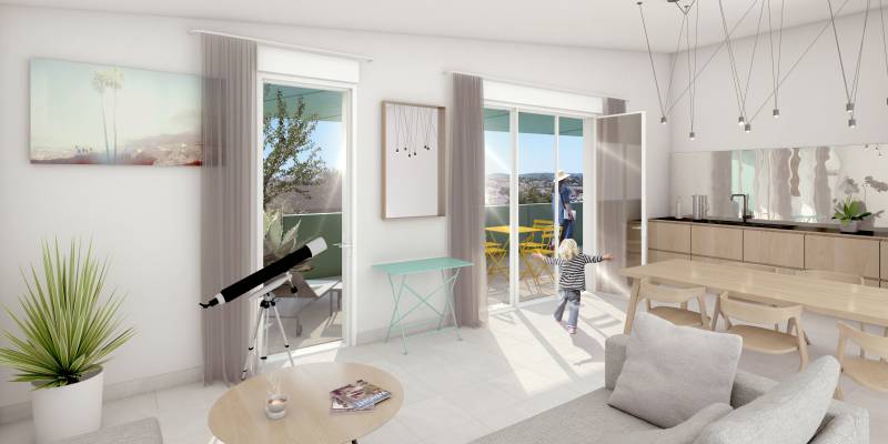 Résidence logements neufs Boréal à Montpellier avec grandes terrasses privatives