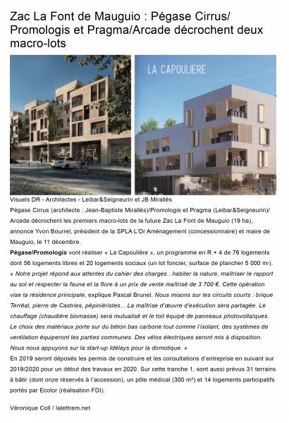 Lauréat macro-lot sur la ZAC La Font à Mauguio