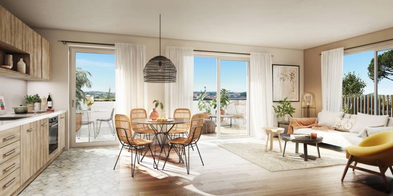 Achat appartement neuf T3 avec grande terrasse pour résidence principale à Montpellier